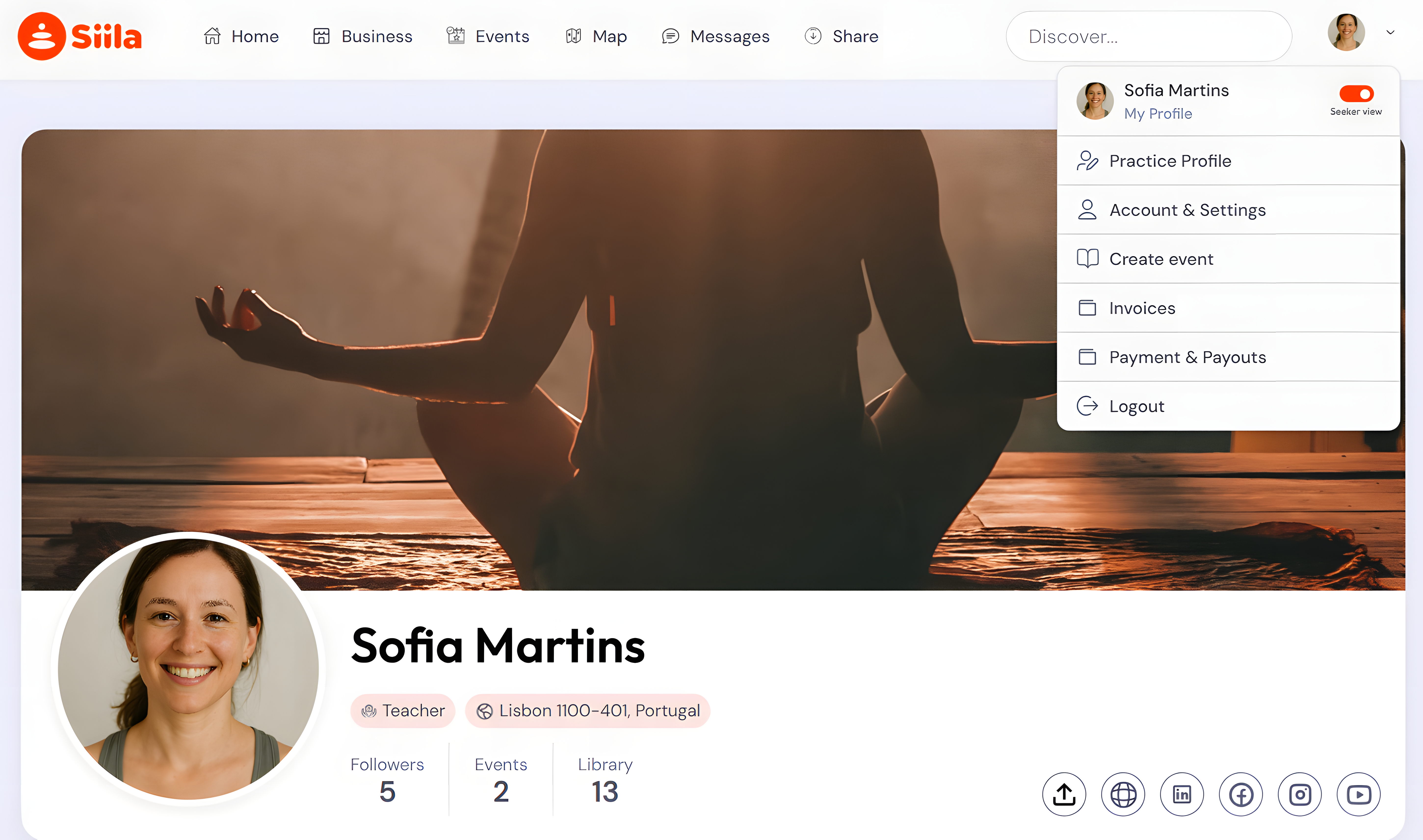 My Profile: personal info and professional bio