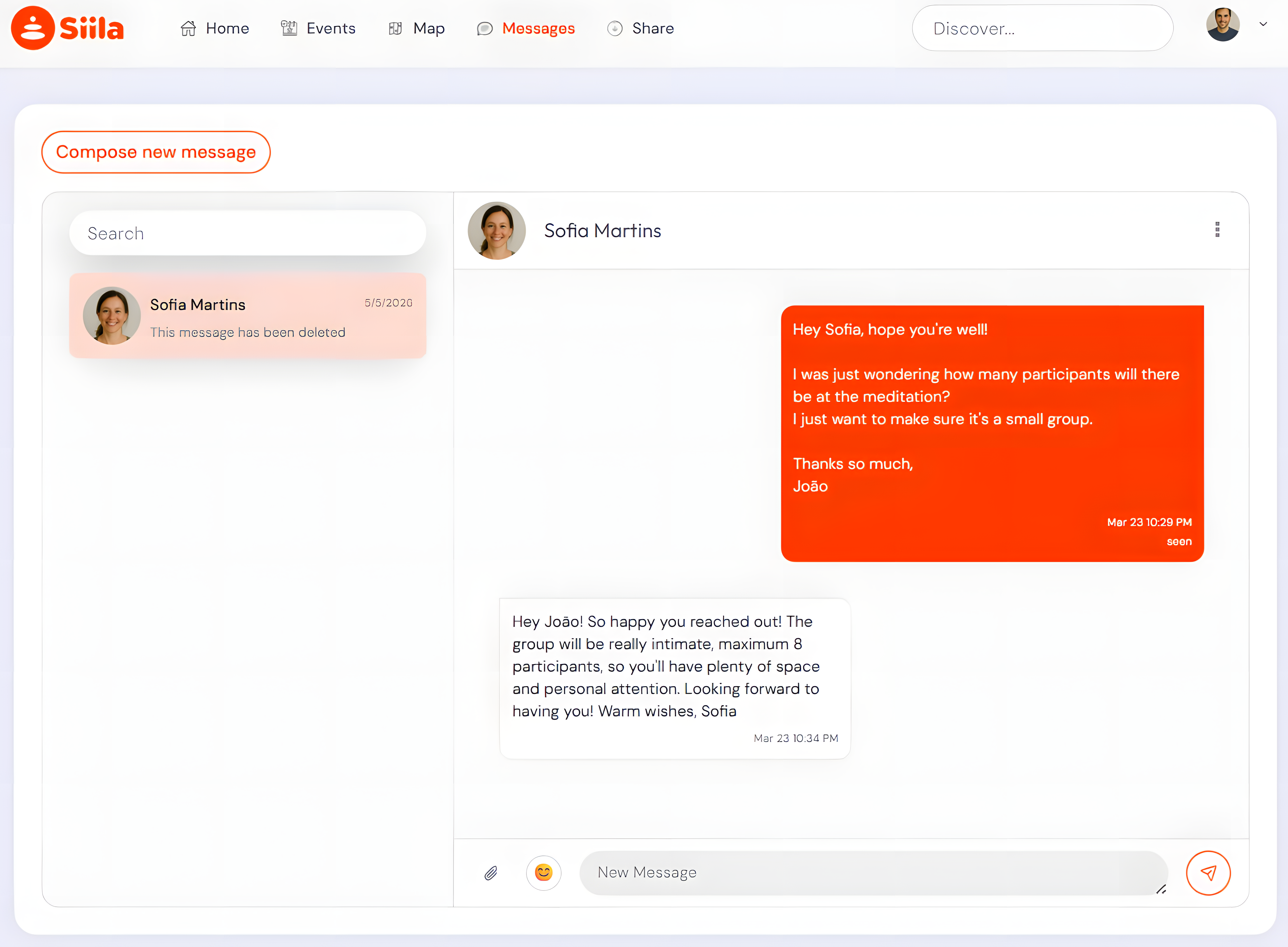 Messages: direct conversations with platform members